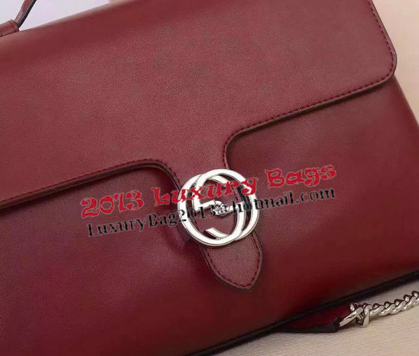 Gucci Interlocking Leather Shoulder Bag 387605 Burgundy