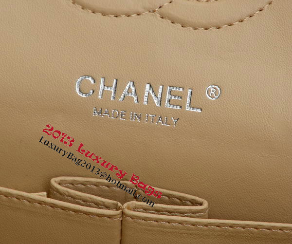 Chanel 2.55 Series Flap Bag Apricot Sheepskin Leather A37586 Silver