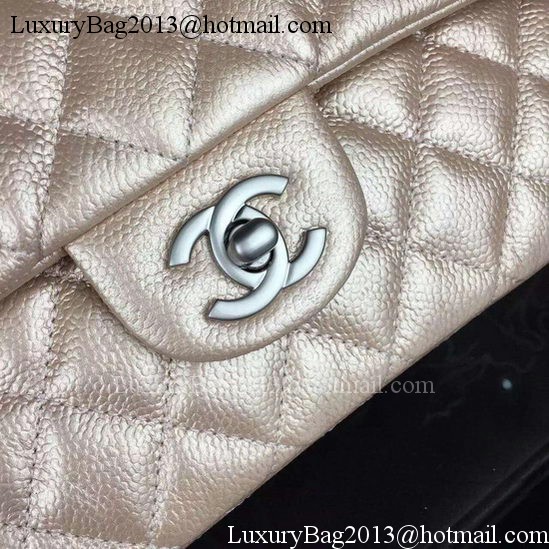 Chanel 2.55 Series Flap Bag Champagne Cavier Leather A05480 Silver