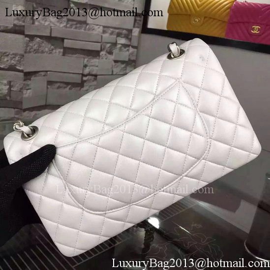 Chanel 2.55 Series Flap Bag OffWhite Sheepskin Leather A06375 Silver