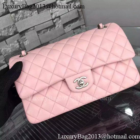 Chanel 2.55 Series Flap Bag Pink Sheepskin Leather A06375 Silver