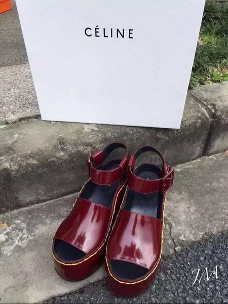 Celine Wedge Sandal Patent Leather Cline11 Burgundy