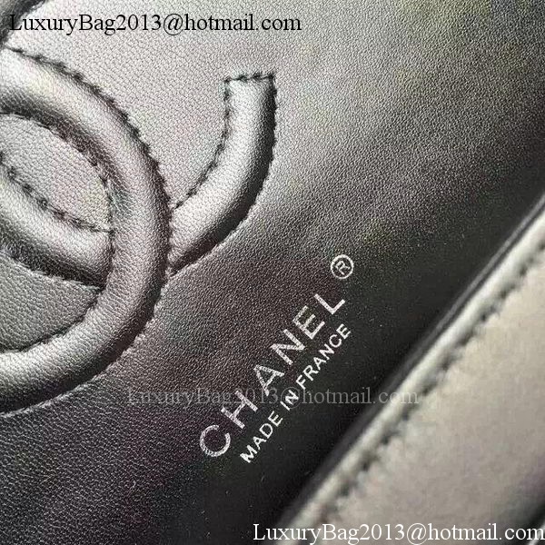 Chanel 2.55 Series Flap Bag Black Lambskin Chevron Leather A5023 Black