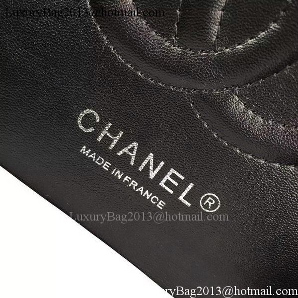 Chanel 2.55 Series Flap Bag Black Patent Chevron Leather A5023 Silver