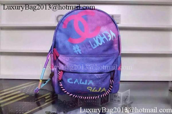 Chanel Graffiti Printed Canvas Backpack A92319 Purple