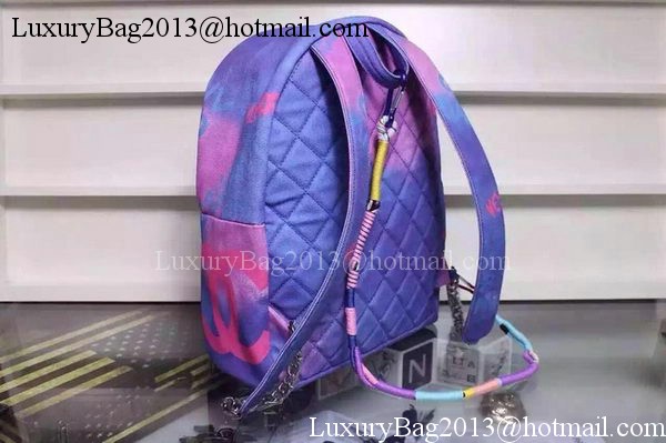 Chanel Graffiti Printed Canvas Backpack A92319 Purple