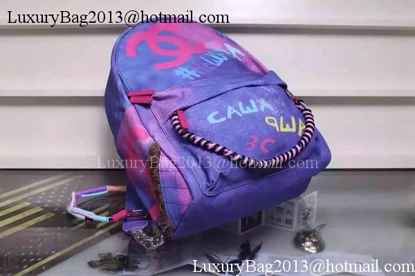 Chanel Graffiti Printed Canvas Backpack A92319 Purple