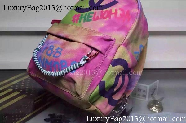 Chanel Graffiti Printed Canvas Backpack A92319 Rose