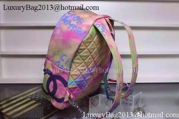 Chanel Graffiti Printed Canvas Backpack A92319 Rose