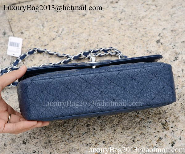 Chanel 2.55 Series Flap Bag Blue Cannage Pattern A1112 Silver