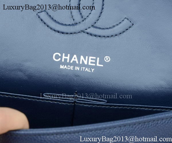 Chanel 2.55 Series Flap Bag Blue Cannage Pattern A1112 Silver