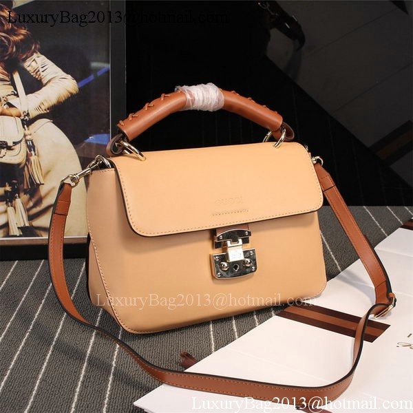 Gucci Clafskin Leather Top Shoulder Bag 387652 Apricot