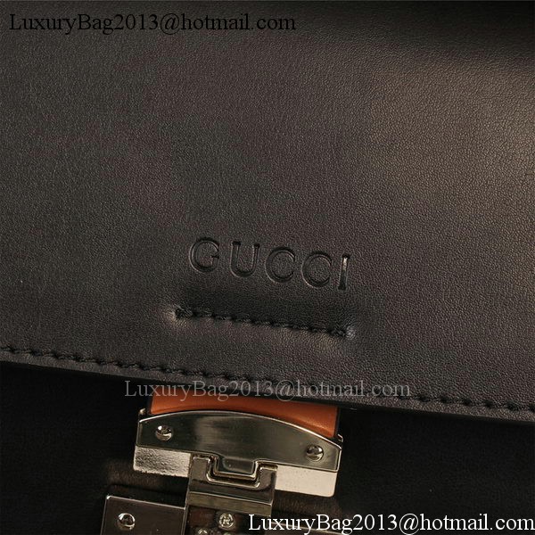 Gucci Clafskin Leather Top Shoulder Bag 387652 Black