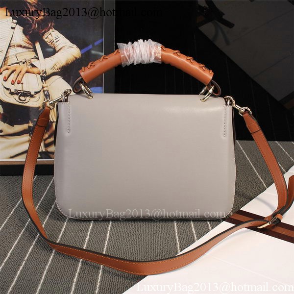 Gucci Clafskin Leather Top Shoulder Bag 387652 Grey