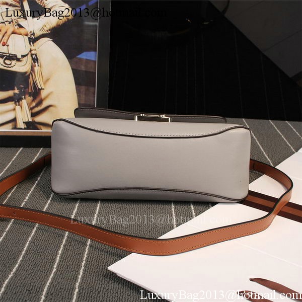 Gucci Clafskin Leather Top Shoulder Bag 387652 Grey