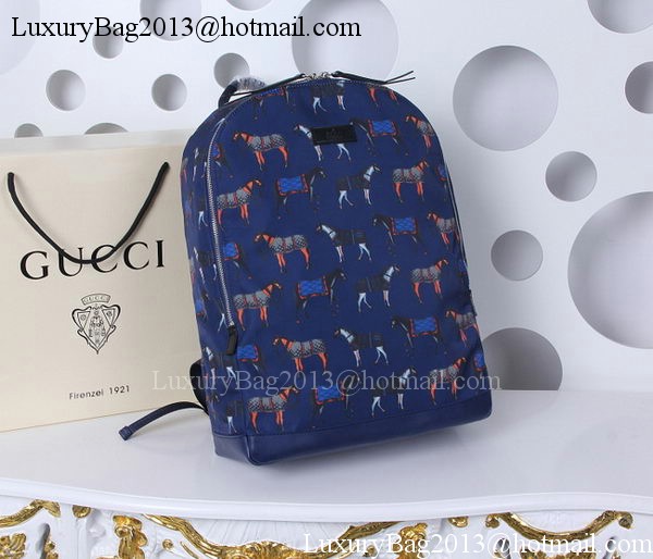 Gucci Horse Print Backpack 353476 Blue