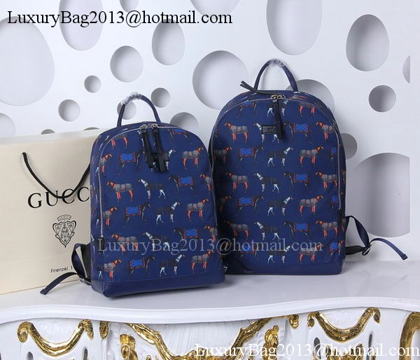 Gucci Horse Print Backpack 353476 Blue