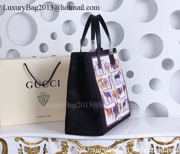 Gucci Large Horse Frame Print Tote Bag 387098 Black