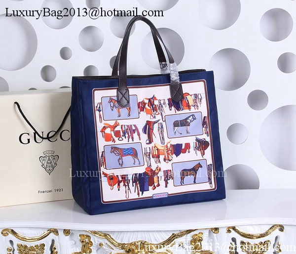 Gucci Large Horse Frame Print Tote Bag 387098 Blue