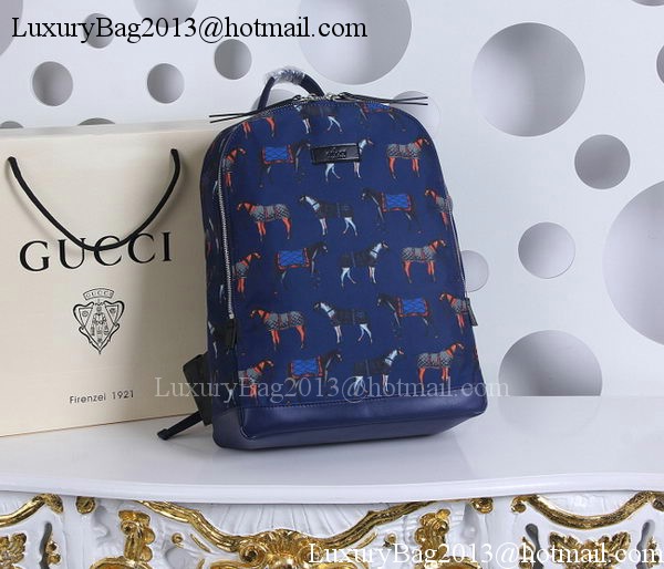 Gucci Horse Print Backpack 348769 Blue