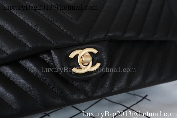 Chanel 2.55 Series Flap Bag Lambskin Chevron Leather A1112CF Black