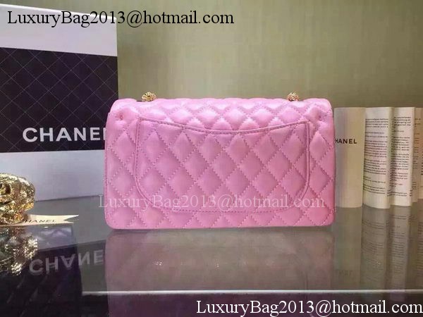 Chanel 2.55 Series Flap Bag Black Sheepskin Leather A5016 Pink