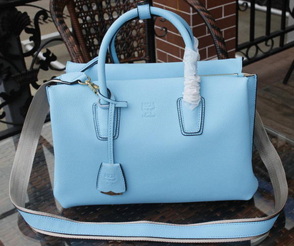 MCM Milla Tote Bag Calfskin Leather MCM1180 Light Blue