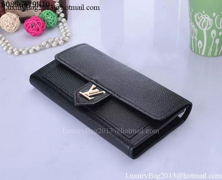 Louis Vuitton Soft Calf Leather LOCKME WALLET M60861 Black