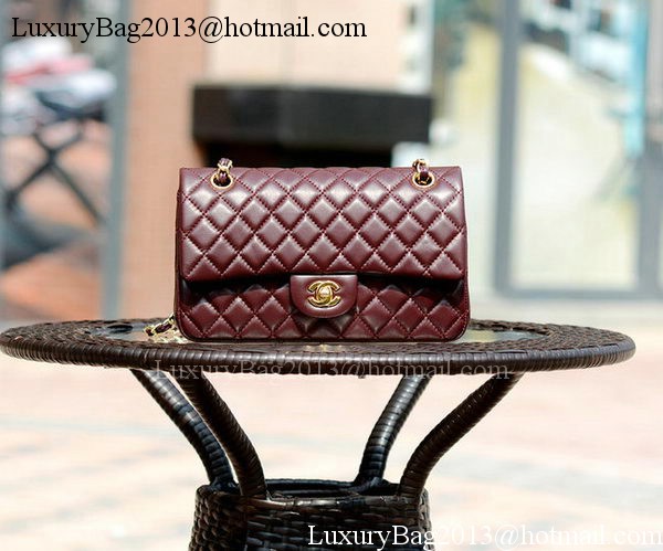 Chanel 2.55 Series Flap Bag Burgundy Sheepskin Leather A37586 Gold