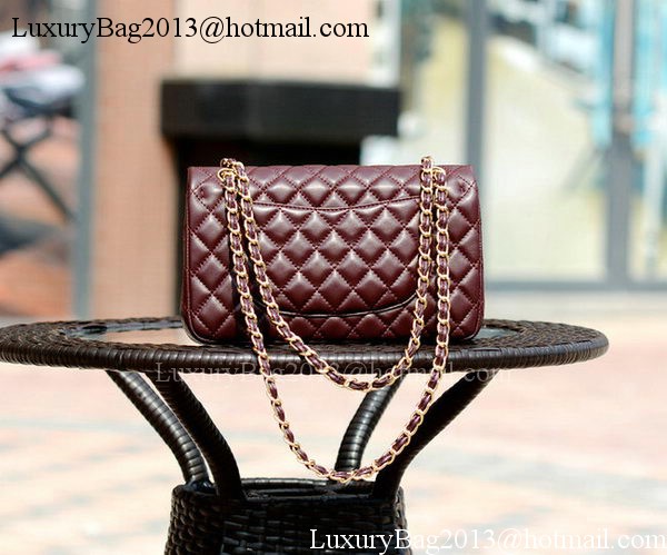 Chanel 2.55 Series Flap Bag Burgundy Sheepskin Leather A37586 Gold