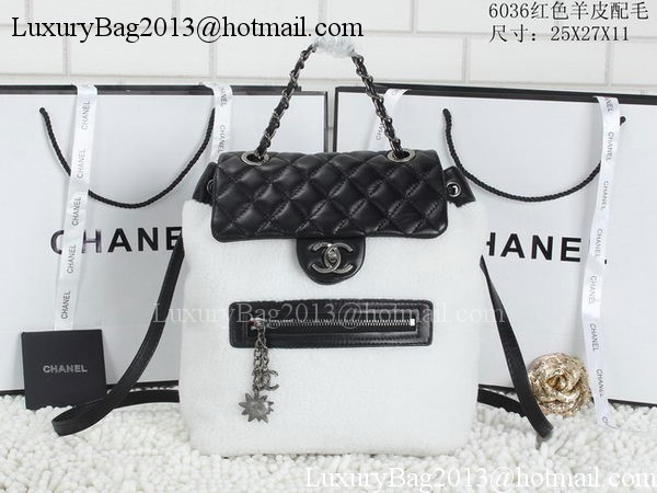 Chanel Sheepskin Leather Backpack A6036 Black&White