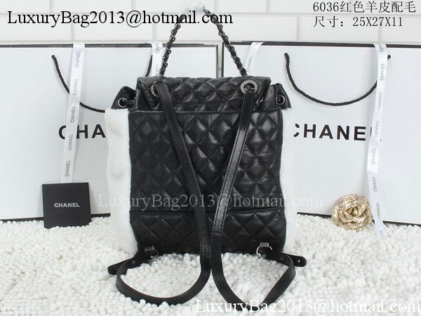 Chanel Sheepskin Leather Backpack A6036 Black&White