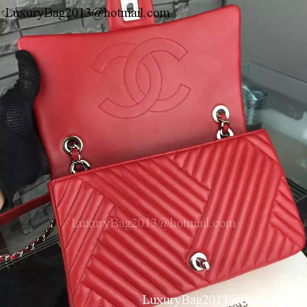 Chanel 2.55 Series Flap Bag Lambskin Chevron Leather A4270 Red