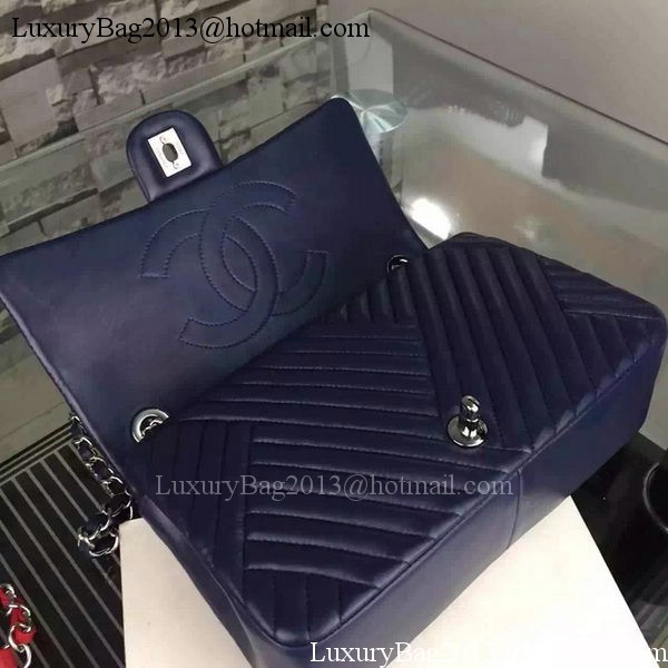 Chanel 2.55 Series Flap Bag Lambskin Chevron Leather A4270 Royal