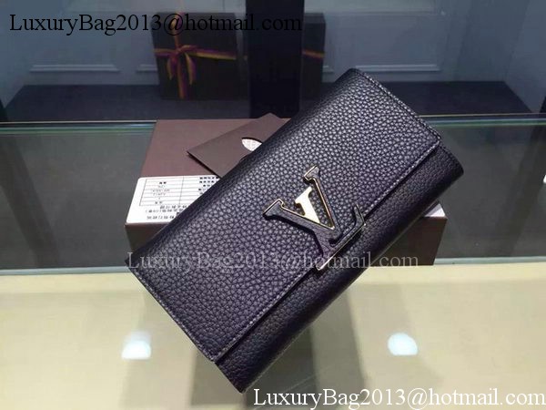 Louis Vuitton Litchi Leather LOUISE WALLET M60766 Black