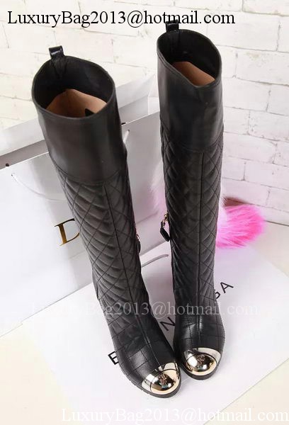 Chanel Leather Knee Boots CH1475 Black