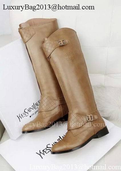 Chanel Leather Knee Boots CH1478 Brown