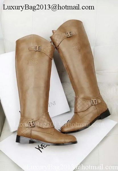 Chanel Leather Knee Boots CH1478 Brown