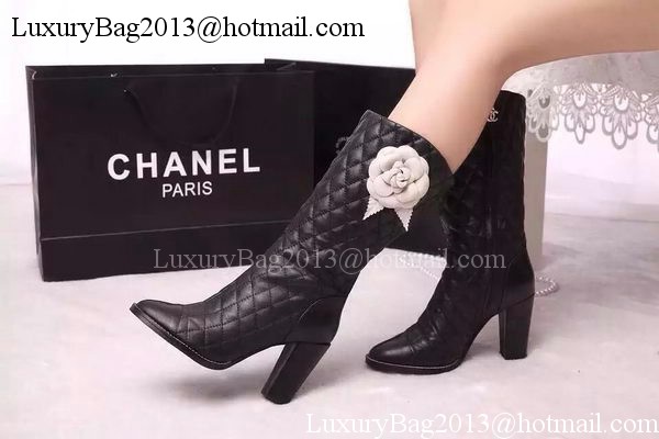 Chanel Leather Knee Boots CH1479 Black