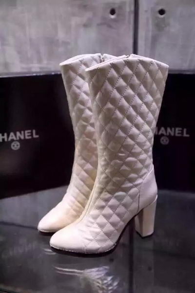 Chanel Leather Knee Boots CH1480 OffWhite