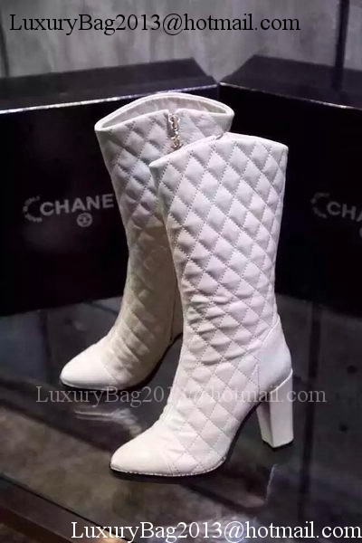 Chanel Leather Knee Boots CH1480 OffWhite