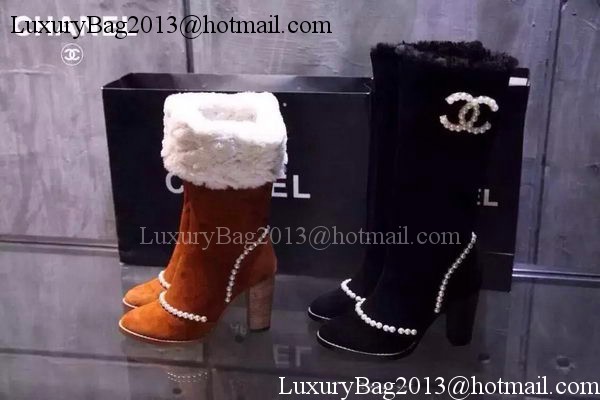 Chanel Leather Knee Boots CH1482 Black