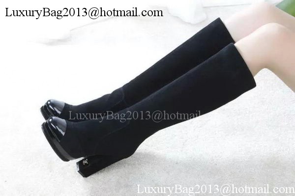 Chanel Leather Knee Boots CH1484 Black