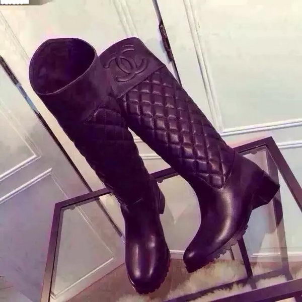 Chanel Leather Knee Boots CH1493 Black