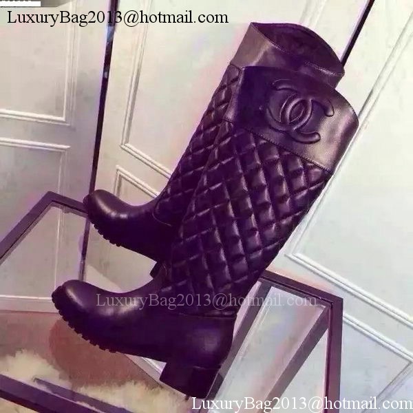 Chanel Leather Knee Boots CH1493 Black