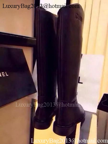 Chanel Leather Knee Boots CH1498 Black