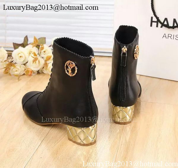 Chanel Sheepskin Leather Ankle Boot CH1407 Black