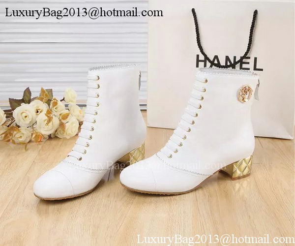 Chanel Sheepskin Leather Ankle Boot CH1407 White