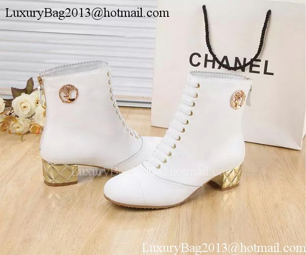 Chanel Sheepskin Leather Ankle Boot CH1407 White