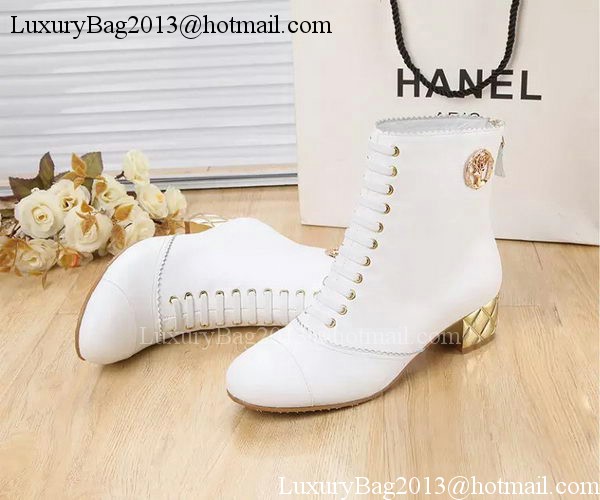 Chanel Sheepskin Leather Ankle Boot CH1407 White